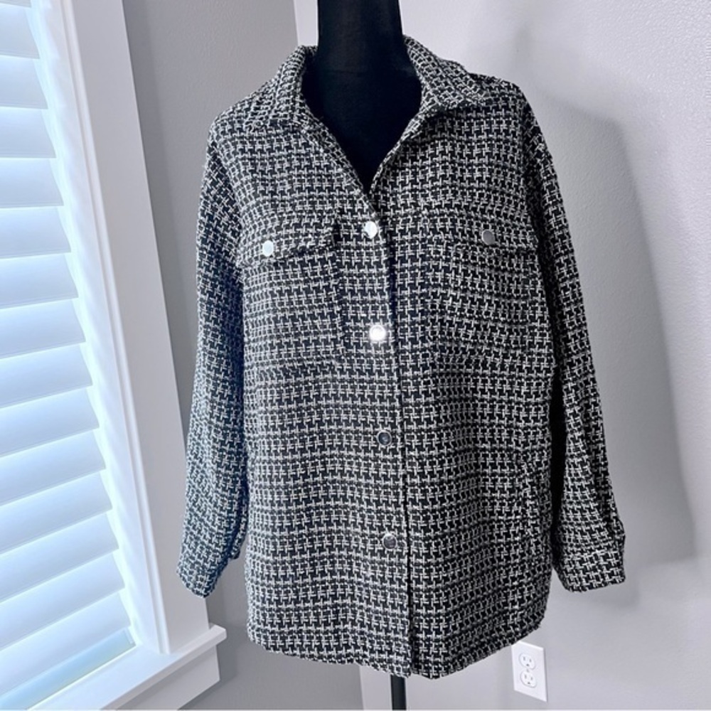 Stoosh women’s wool blend tweed shacket size large